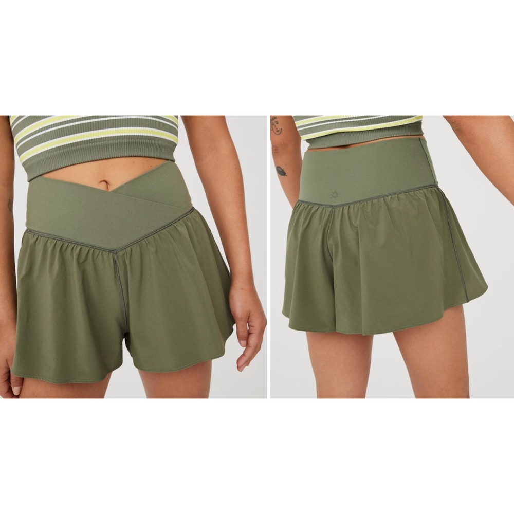 OFFLINE by Aerie Real Me Crossover Flowy Shorts Forest Green Large L High Rise